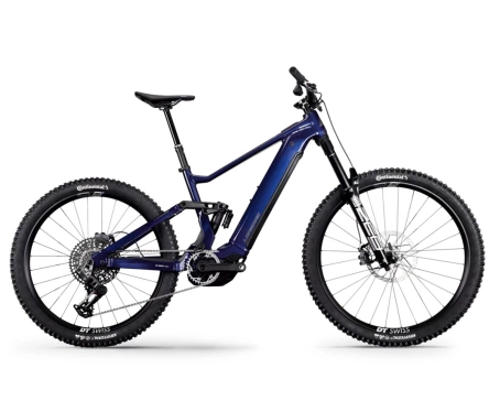 VTT électrique tout suspendu Unisexe OVERVOLT AM 10.8 Bleu Hexagonal